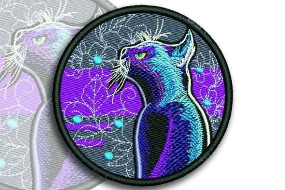 Cat in Circle Embroidery Design