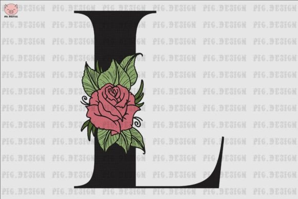Flower Rose Font L Embroidery