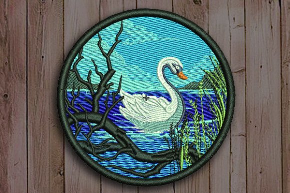 Swan on the Lake Embroidery Design